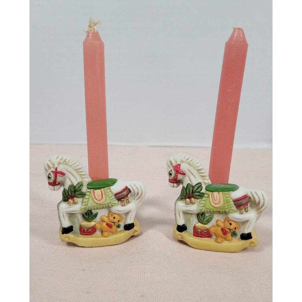 Nobel Hall Ceramic Rocking Horse Candleholders